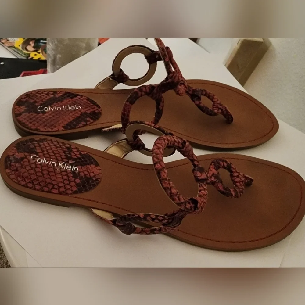 Calvin Klein Snakeskin Sandals Size 10M